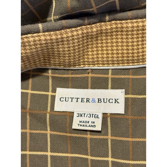 Cutter & Buck Mens 3XT Olive Plaid Long Sleeve Easy Care Button Down Shirt - Picture 8 of 8